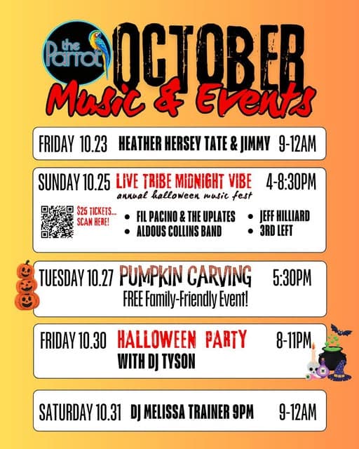 Live Tribe Midnight Vibe – Halloween music fest ($25)